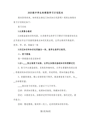 2023高中学生的寒假学习计划范本（2篇）.doc