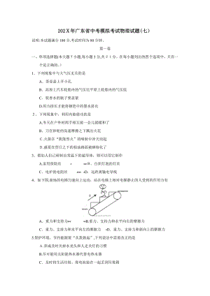 广东省中考模拟考试七初中物理