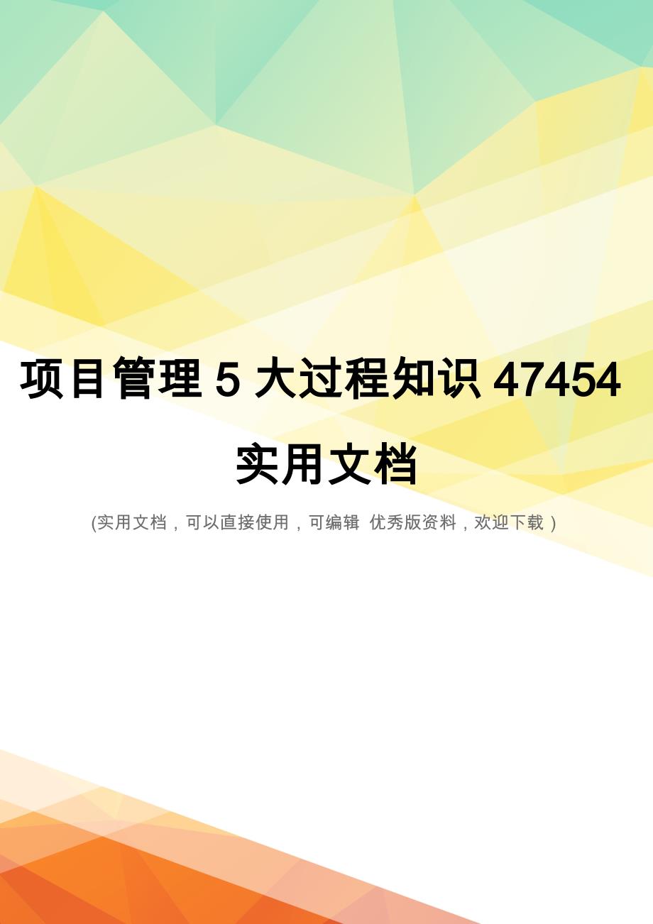 项目管理5大过程知识47454实用文档_第1页