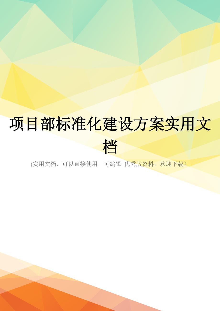 项目部标准化建设方案实用文档_第1页