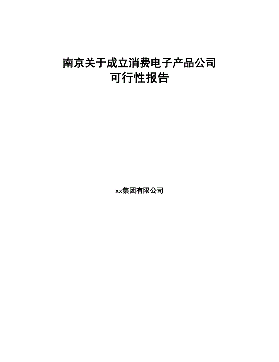 南京关于成立消费电子产品公司可行性报告(DOC 76页)_第1页