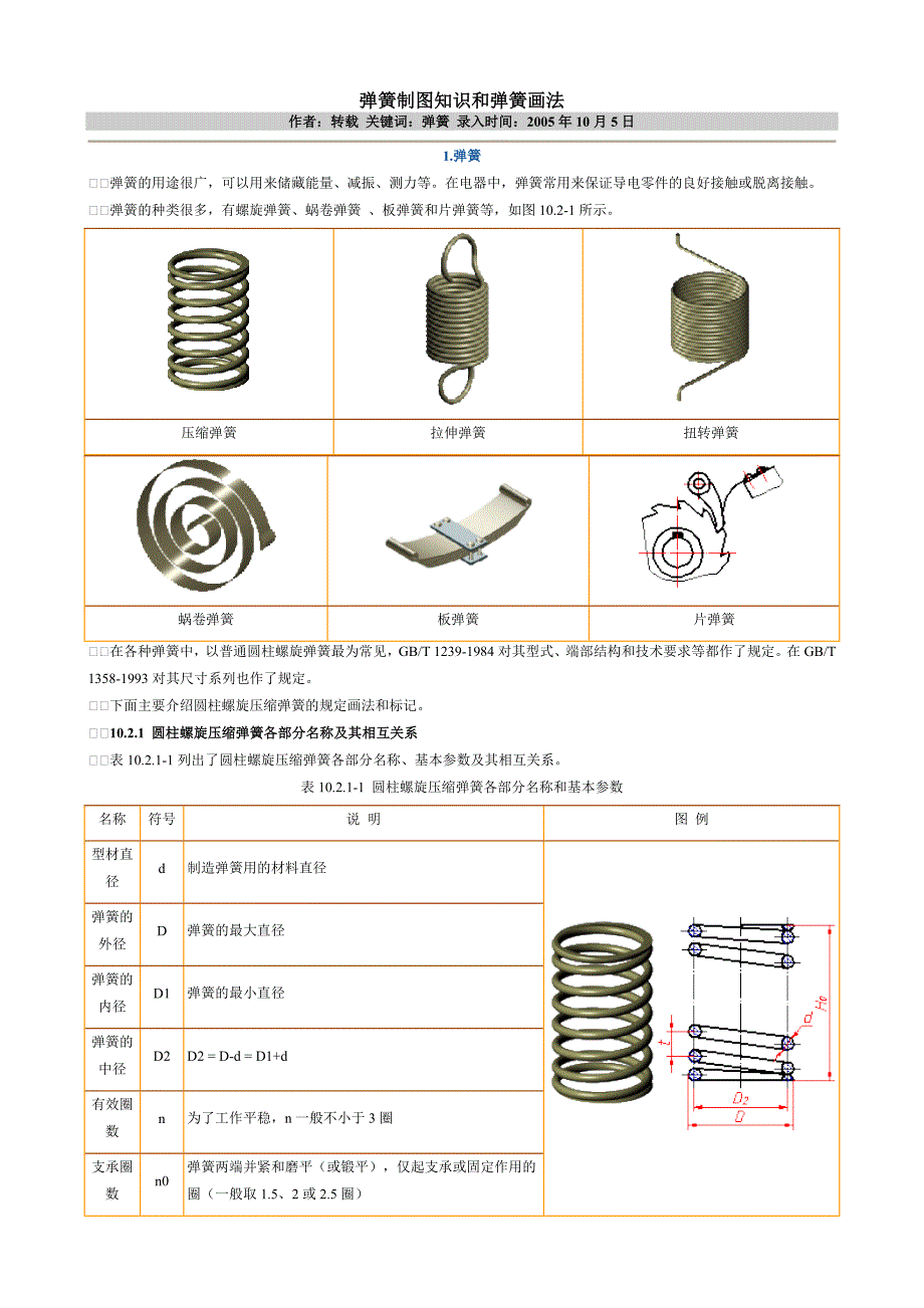 弹簧制图知识和弹簧画法_第1页