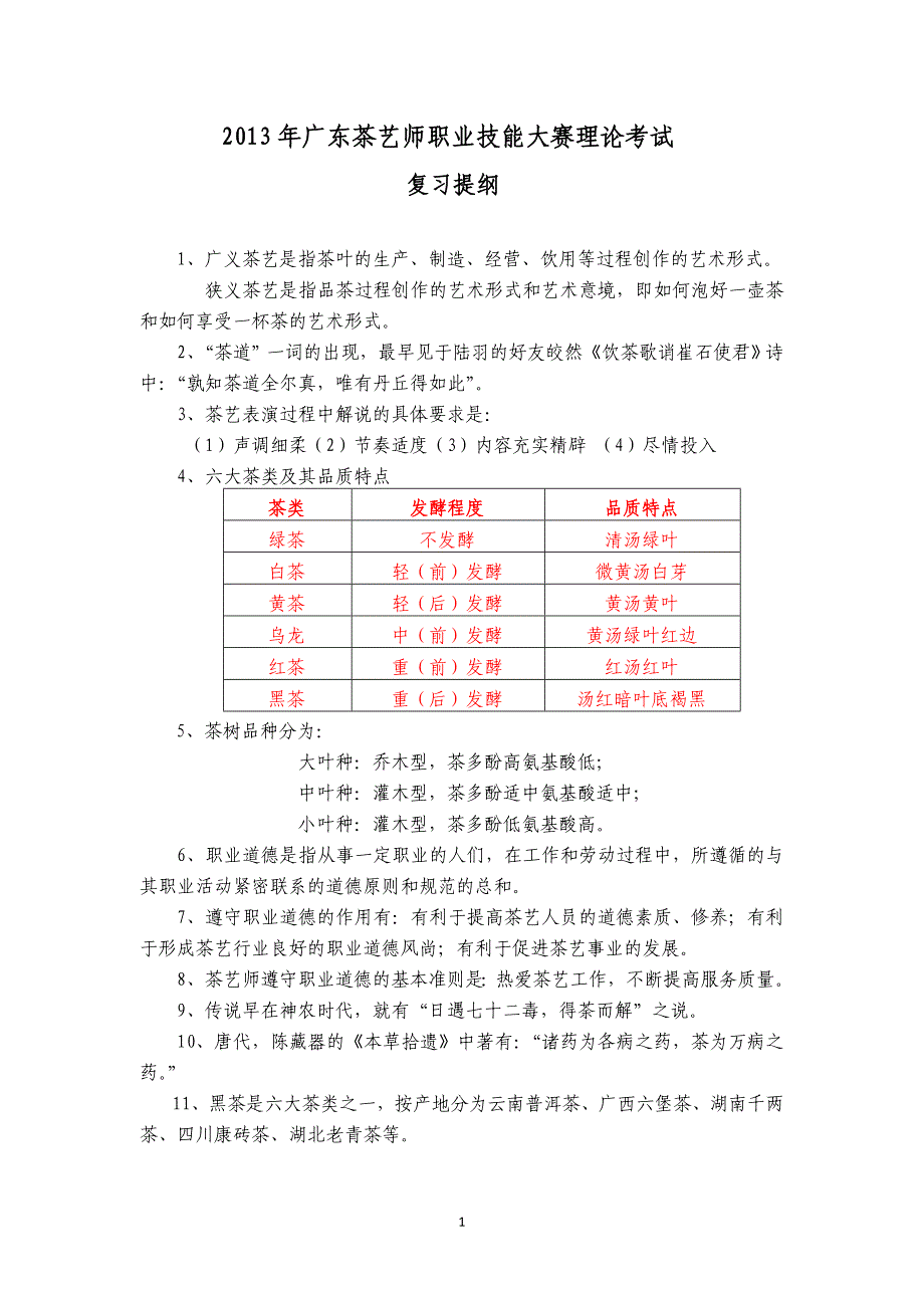 3-2013广东茶艺赛复习提纲_第1页