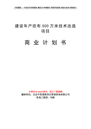 建设年产坯布500万米技术改造项目商业计划书写作模板招商融资