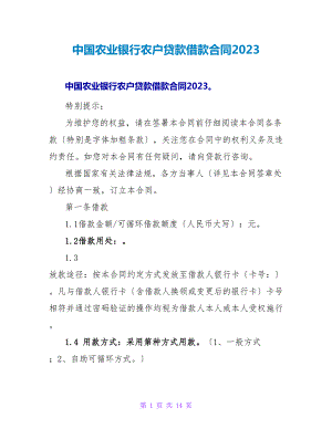 中国农业银行农户贷款借款合同2023.doc