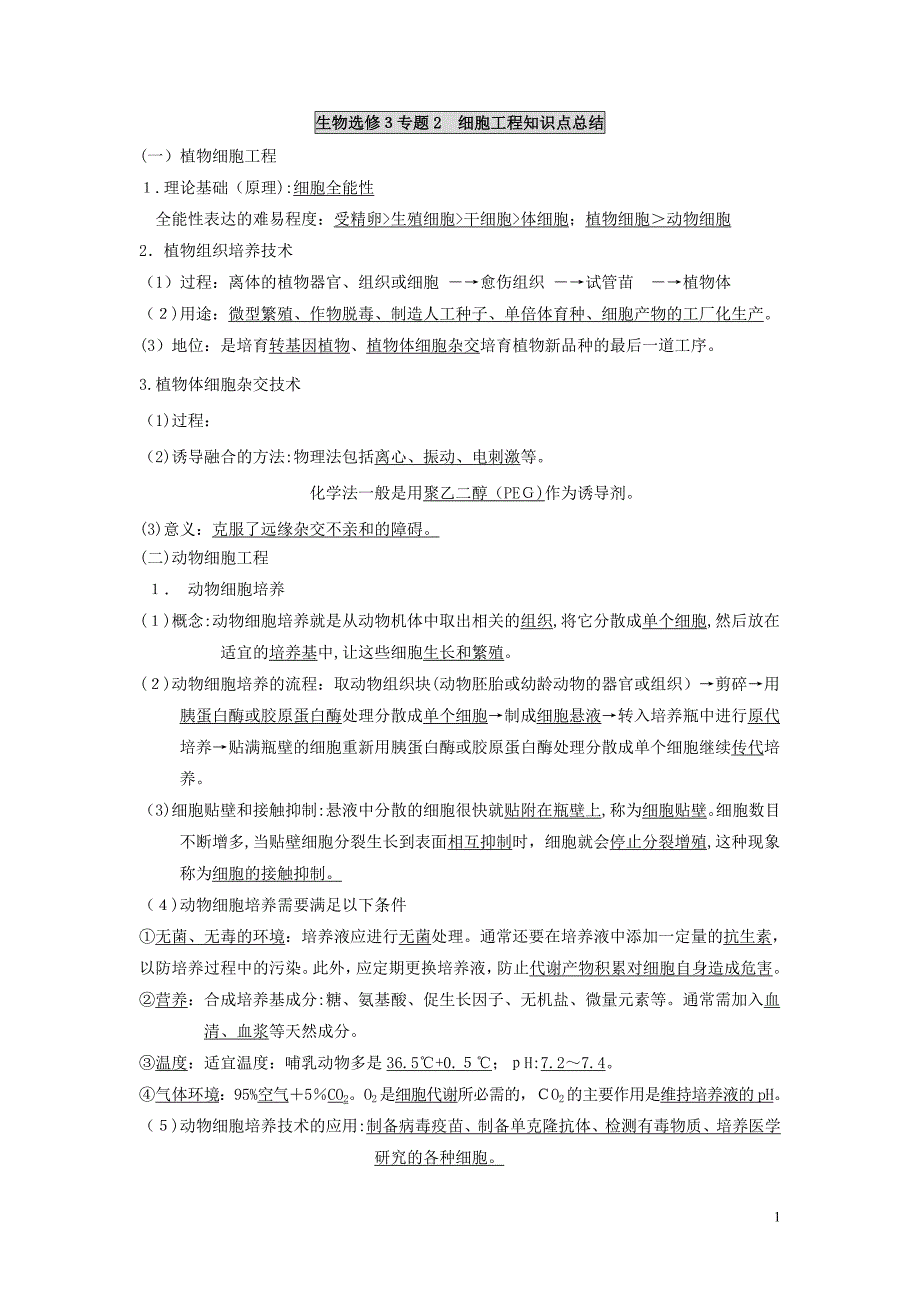 专题2__细胞工程知识点总结_第1页