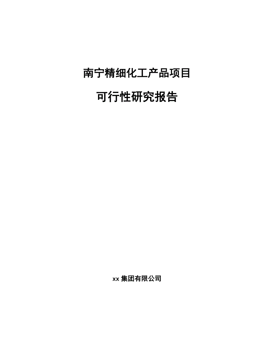 南宁精细化工产品项目可行性研究报告_第1页