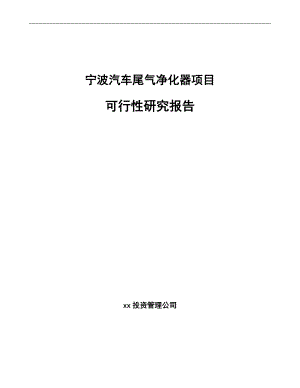 宁波汽车尾气净化器项目可行性研究报告范文