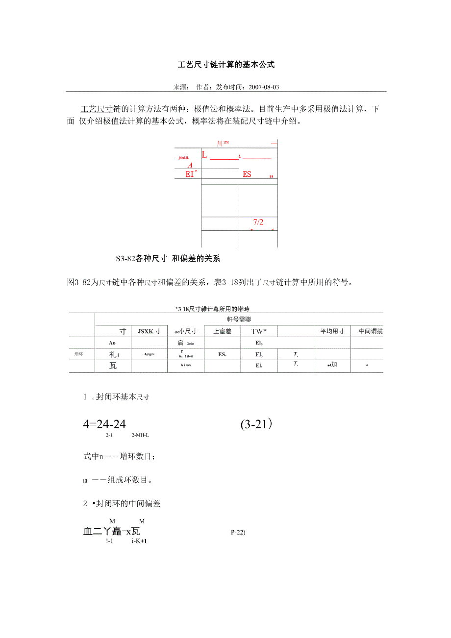 工艺尺寸链计算的基本公式_第1页