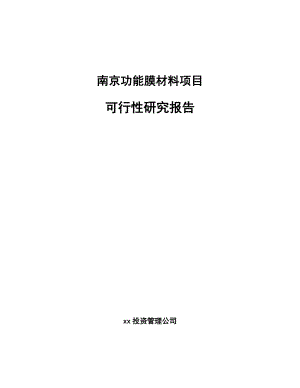 南京功能膜材料项目可行性研究报告