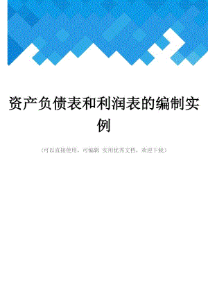 资产负债表和利润表的编制实例完整