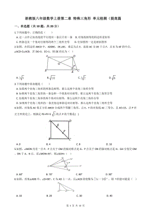浙教版八年级数学上册第二章-特殊三角形-单元检测(提高篇)