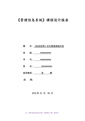 管理信息系统课程实践报告