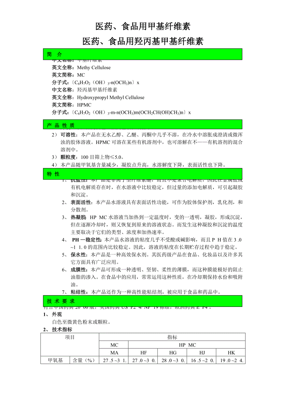 医药食品用甲基纤维素_第1页