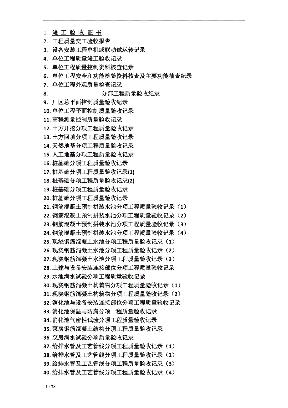 城市污水处理厂工程质量验收记录表大全表格-大学论文_第1页