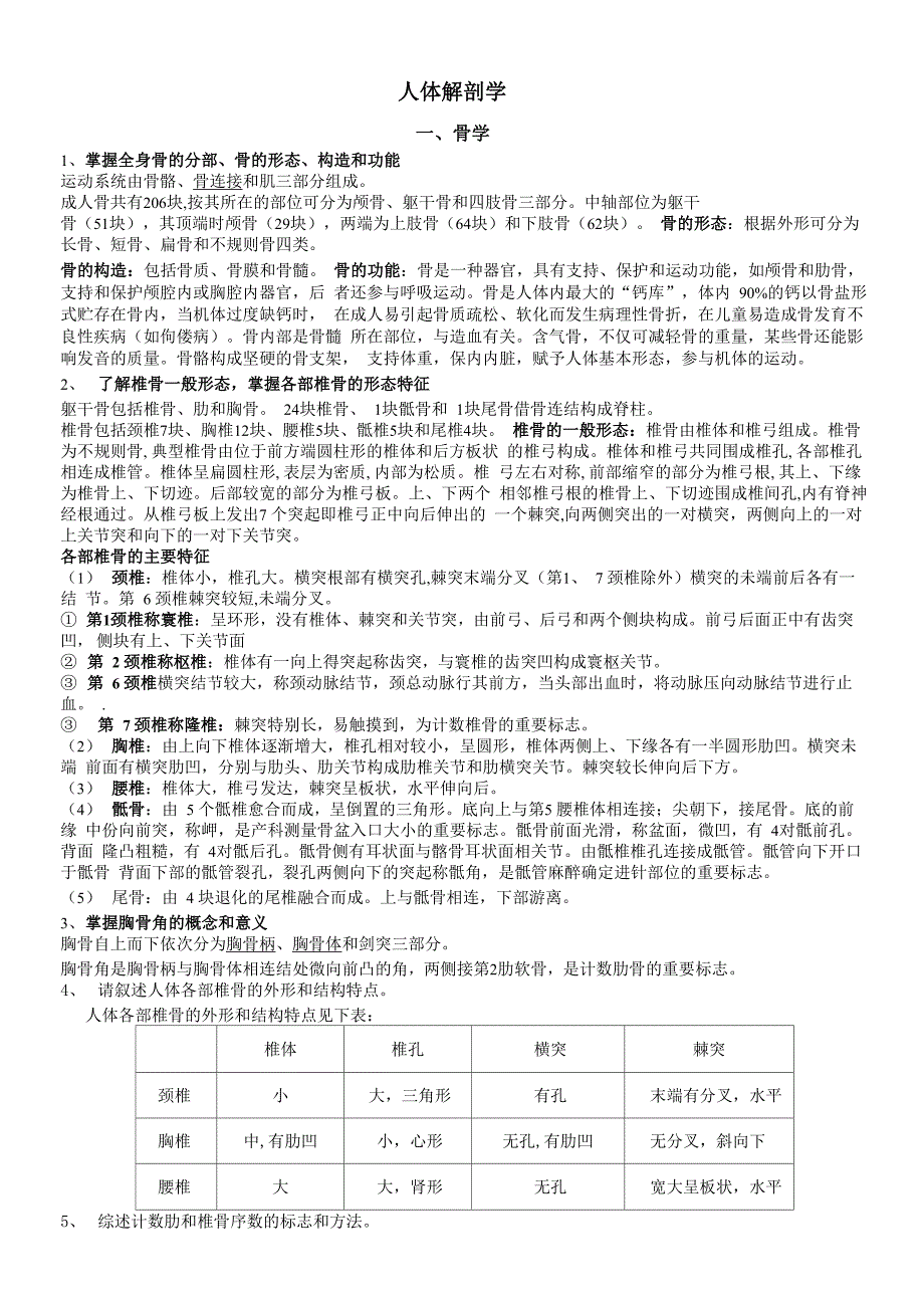 福建临床专升本人体解剖学复习材料_第1页