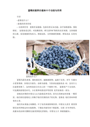 蓝莓的营养价值和11个功效与作用