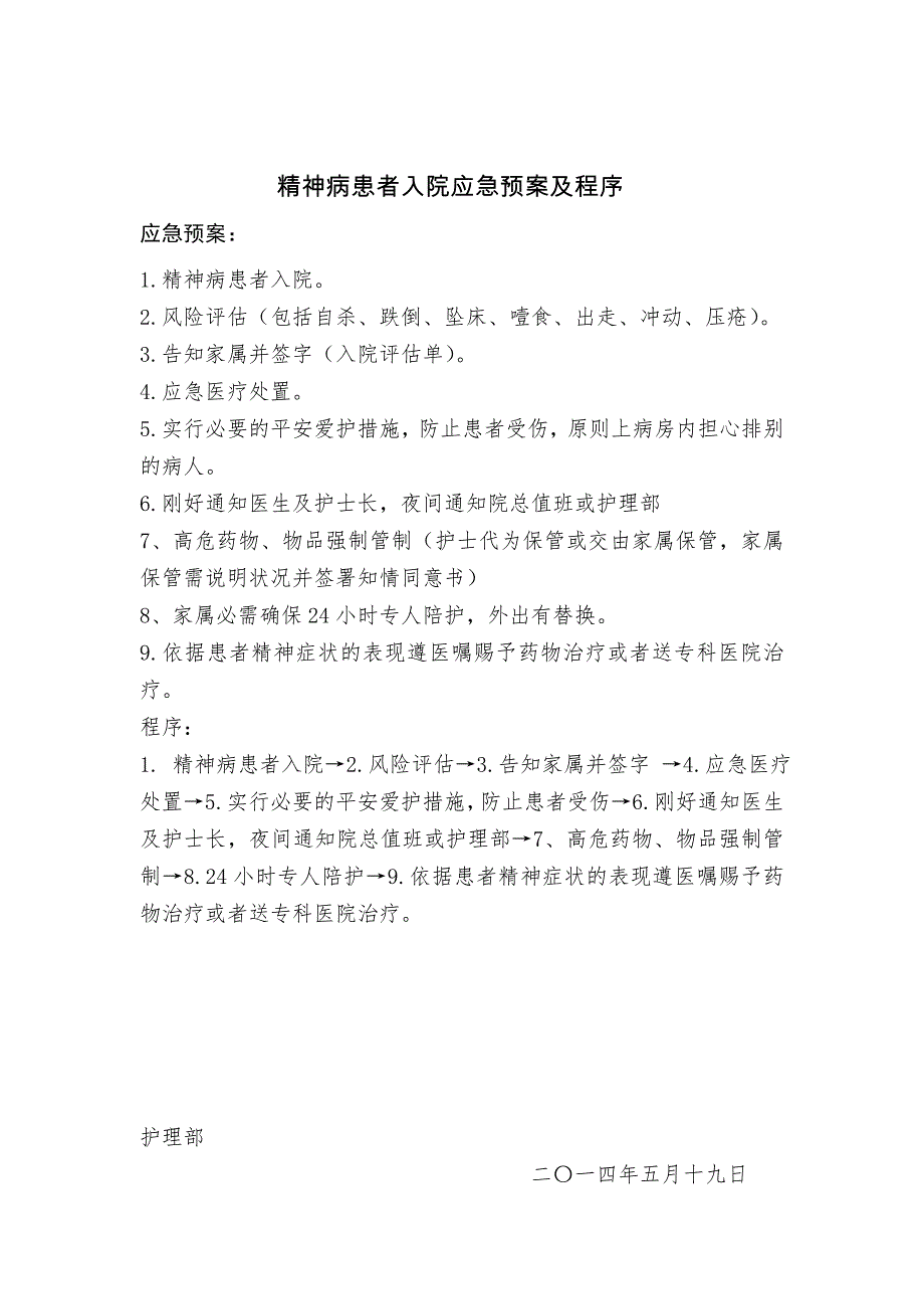 精神病患者入院应急预案及程序_第1页