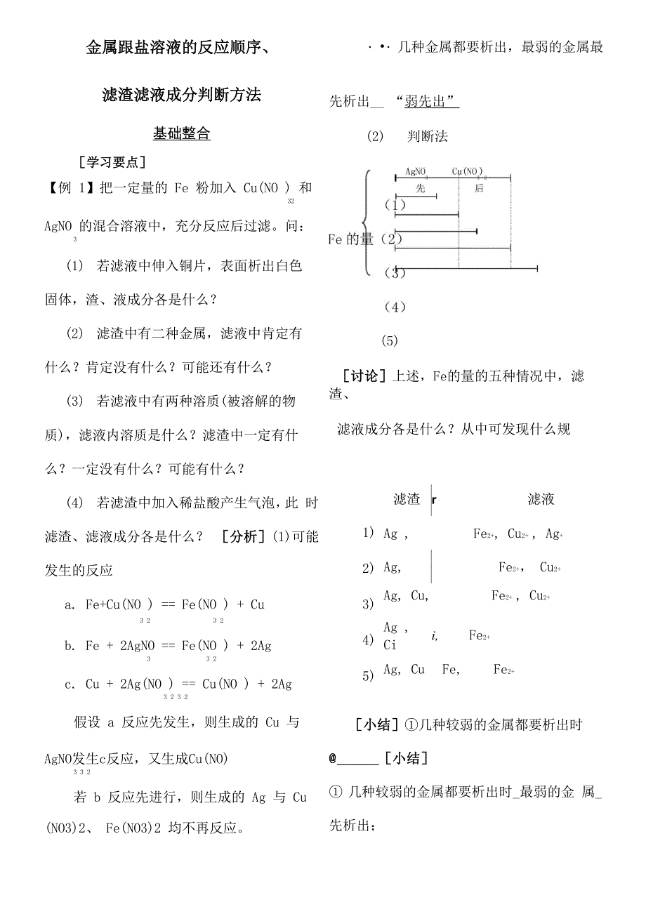 金属性质二)——反应顺序及滤渣、滤液成分判断法_第1页