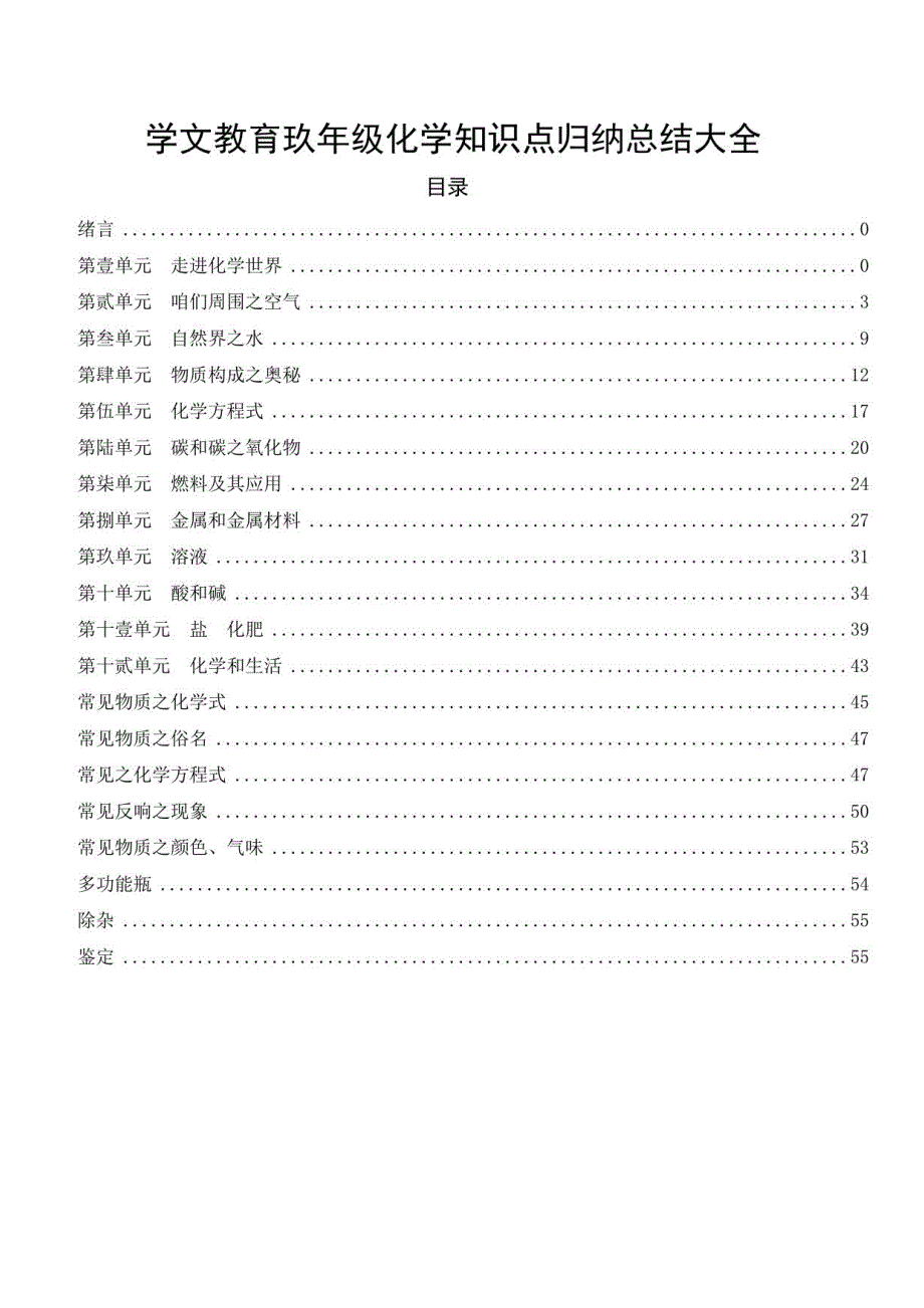 初中化学-人教版九年级化学知识点总结大全_第1页