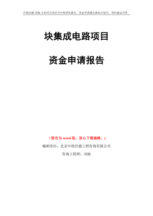 块集成电路项目资金申请报告写作模板代写