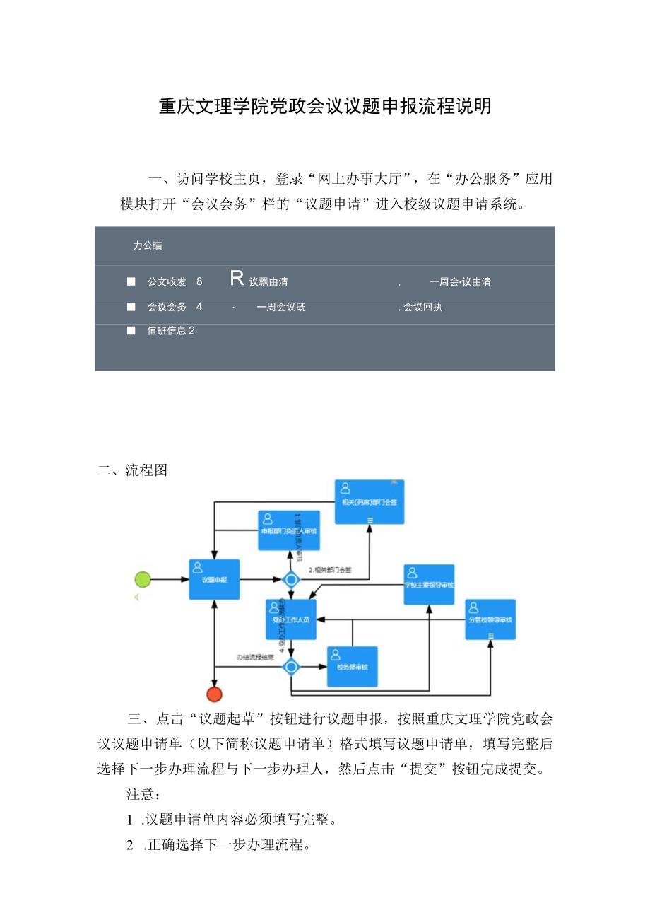 重庆文理学院党政会议议题申报流程说明_第1页